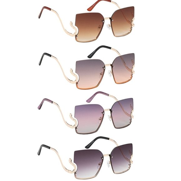 Accessories - New Luxurious Gradient Sunglasses with Gold Snake Metallic Detailing